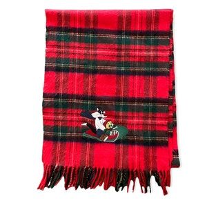 Warner Brothers Sylvester and Tweety Bird vintage plaid scarf  Christmas